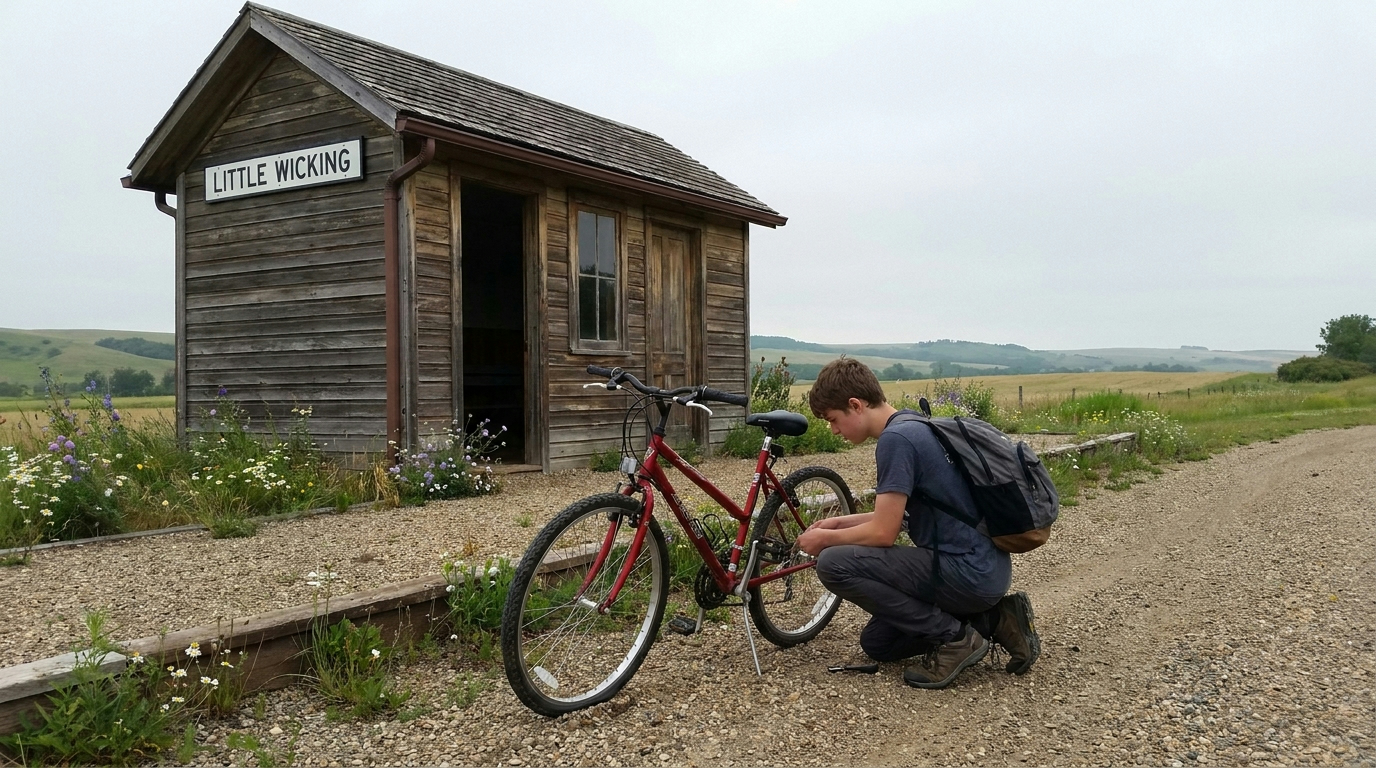 A countryside bicycle scene before