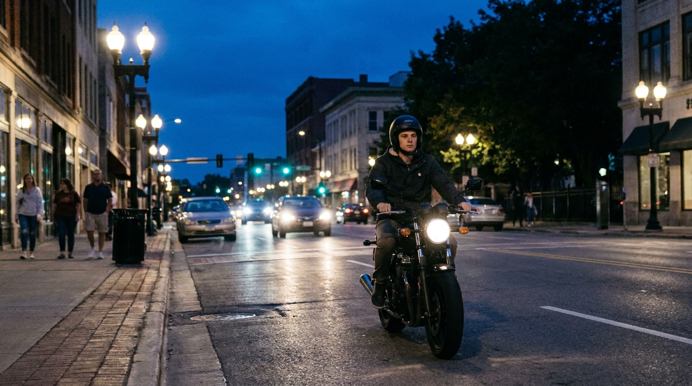 A neon night ride through the city before